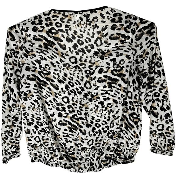Torrid Blouse Womens Plus 1X Black Brown Leopard Semi Sheer Mature Office Casual - Picture 3 of 9
